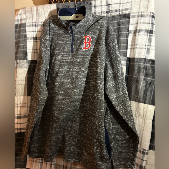 Men’s majestic Boston Red Sox pull over size 2 XL blue tweed - Picture 1 of 7